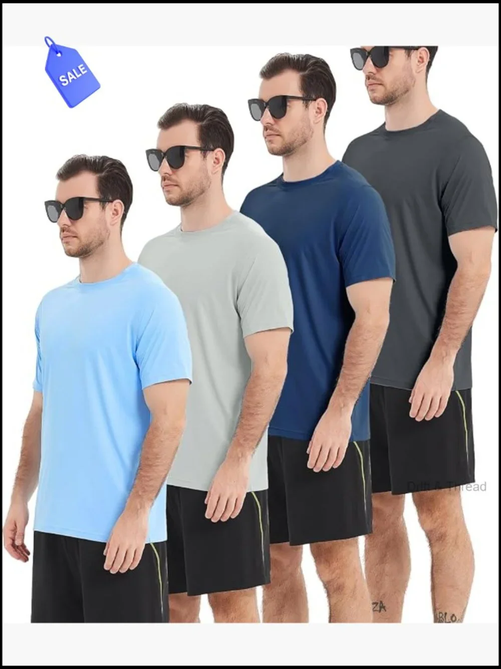 4 Pack Mens UPF 50+ Rash Guard Short Sleeve Swim Shirt Sun Protection Quick Dry